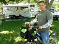 Cappi in her bike basket