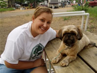 Cappi on the table with Annie
