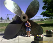Annie and Cappi with a big propeller