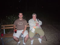 Nathan and his Mom at night